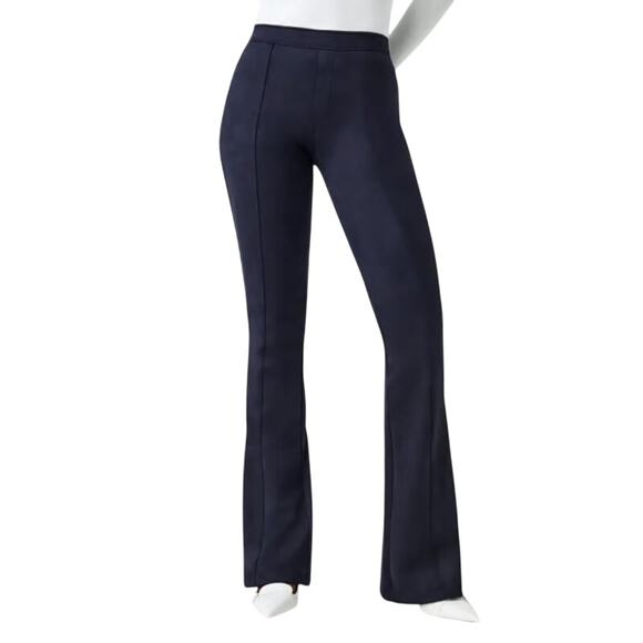Spanx Navy Blue Faux Suede Flare Pants Size Medium - Picture 1 of 9